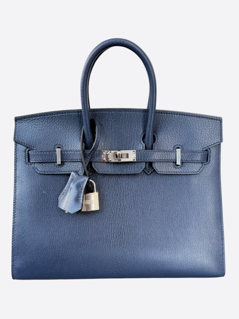 Hermes Blue Sapphire Chevre & Palladium Hardware Sellier Birkin 25